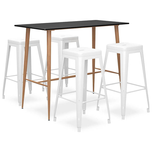 Bar Set | Black and White | MDF, Metal |  Stackable  | Bar Set