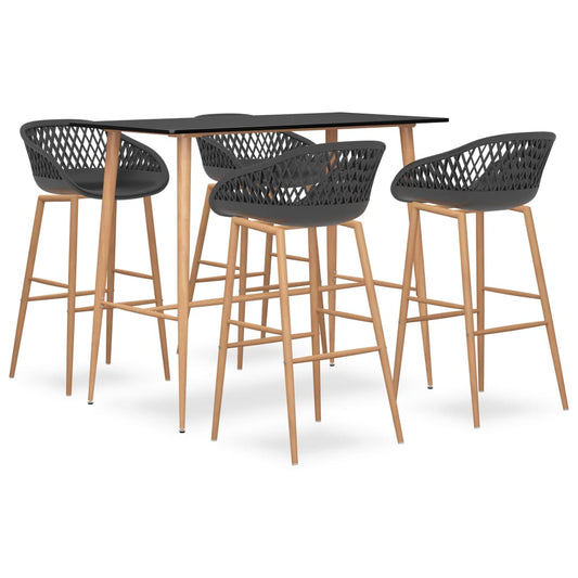 Bar Set | Black and Grey | MDF, Metal, PP | Standard | Durable | Bar Set