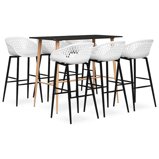 Bar Set | Black and White | MDF, PP, Metal | Fits 6 people | Modern