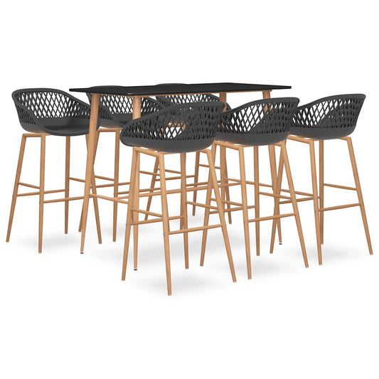 Bar Set | Black, Grey | MDF, metal, PP | Ergonomic | Bar Set