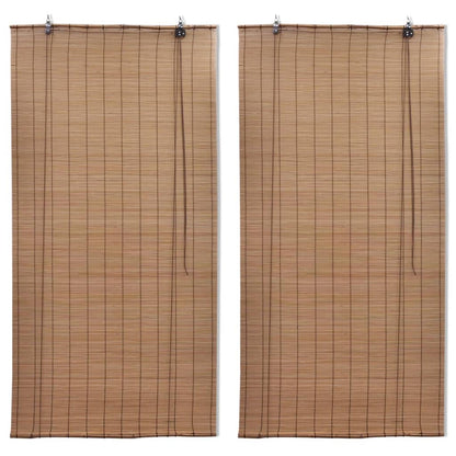 Bamboo Roller Blinds 2 pcs 150 x 220 cm Brown