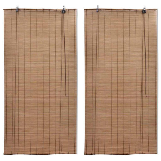 Bamboo Roller Blinds 2 pcs 150 x 220 cm Brown