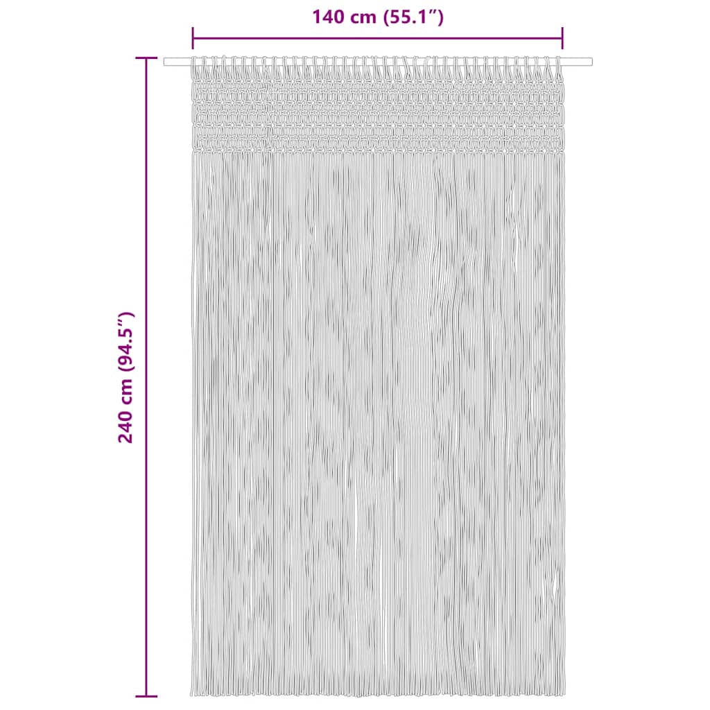 Macrame Curtain Anthracite 140x240 cm Cotton