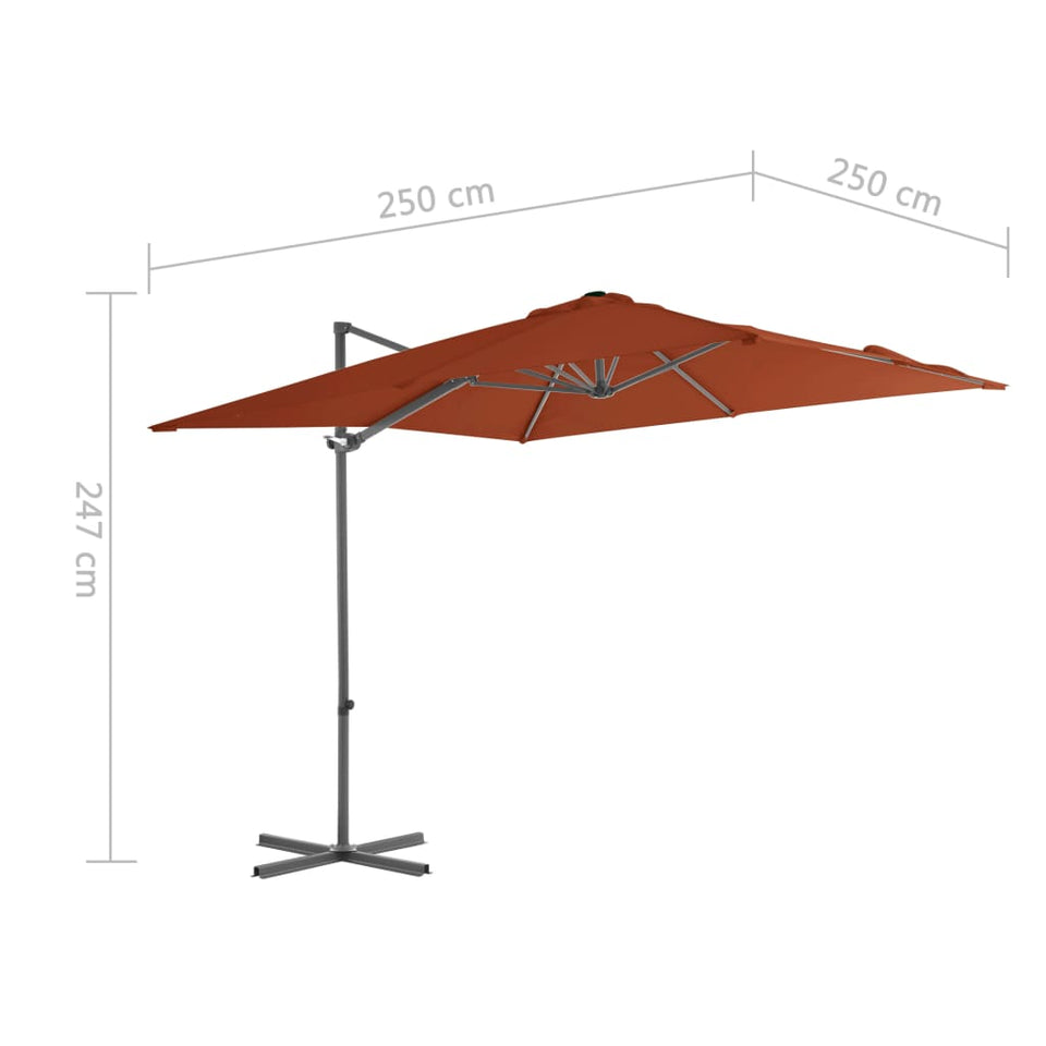 Cantilever Garden Parasol with Steel Pole Terracotta 250x250 cm