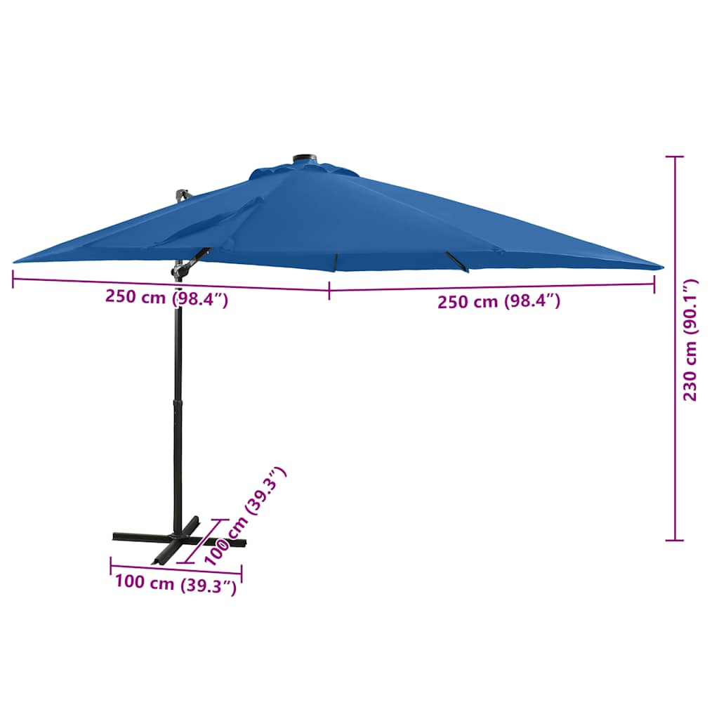 Cantilever Garden Parasol | Azure Blue | Polyester, Aluminium | Large