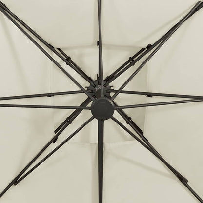 Cantilever Garden Parasol with Double Top 300x300 cm Sand