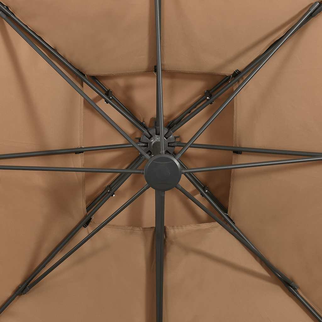 Cantilever Garden Parasol with Double Top 300x300 cm Taupe