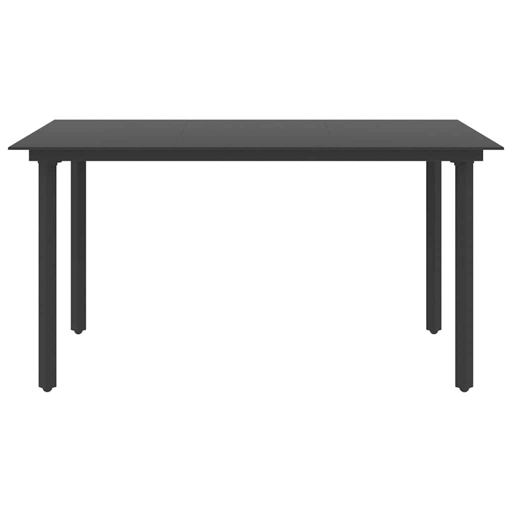 Patio Dining Table Black 59.1"x31.5"x29.1" Steel and Glass