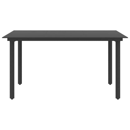 Patio Dining Table Black 59.1"x31.5"x29.1" Steel and Glass