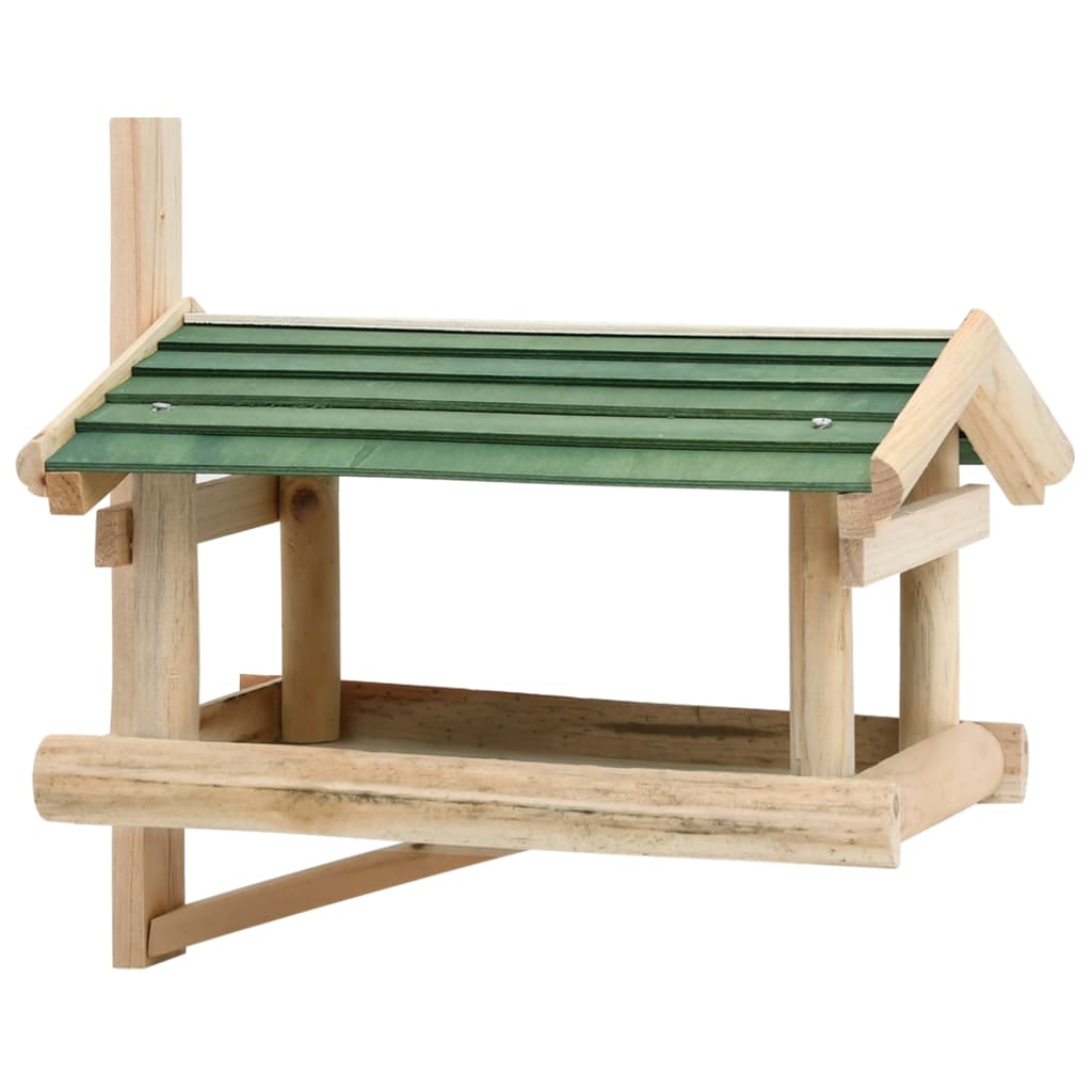 vidaXL Bird Feeder Green and Natural Wood Solid Fir Wood Small