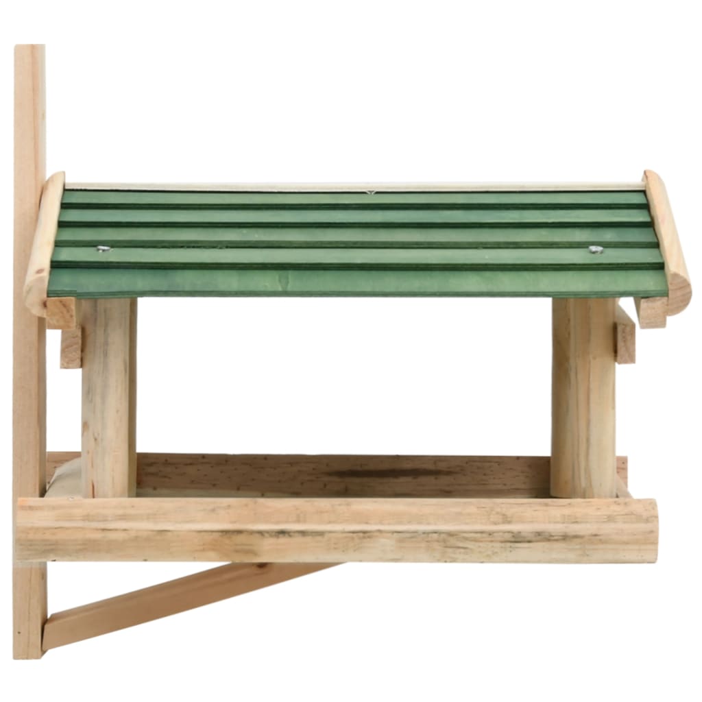 vidaXL Bird Feeder Green and Natural Wood Solid Fir Wood Small