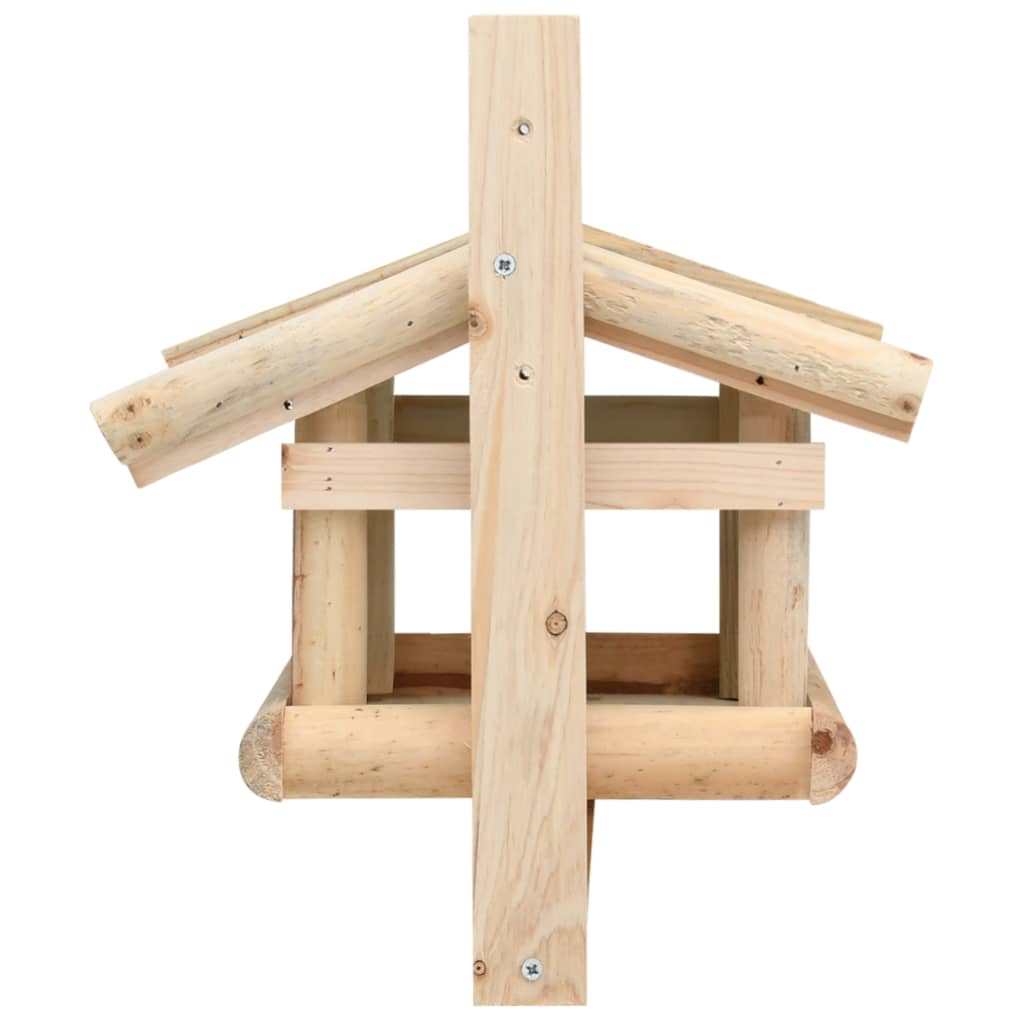 vidaXL Bird Feeder Green and Natural Wood Solid Fir Wood Small