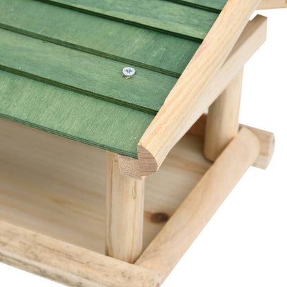vidaXL Bird Feeder Green and Natural Wood Solid Fir Wood Small
