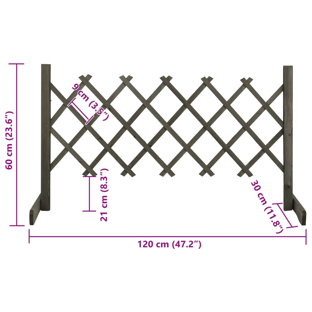 Garden Trellis Fence Gray 47.2"x23.6" Solid Firwood