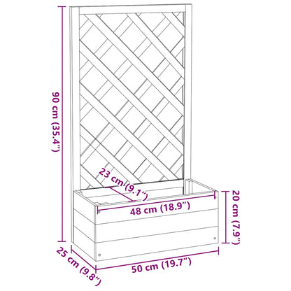 Garden Trellis Planter Grey 50x25x90 cm Solid Firwood