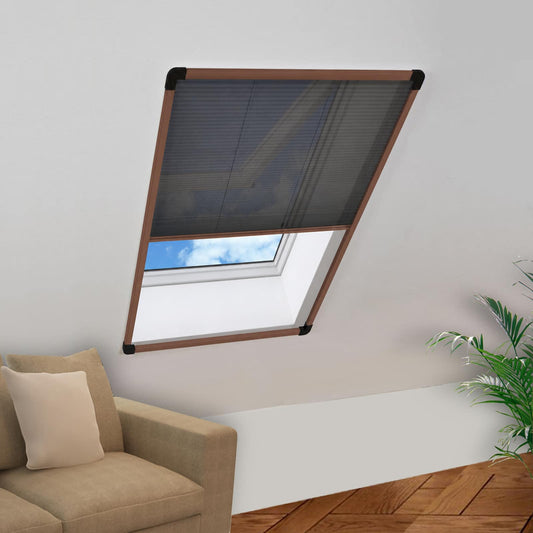 148655 vidaXL Plisse Insect Screen for Windows Aluminium Brown 80x120 cm
