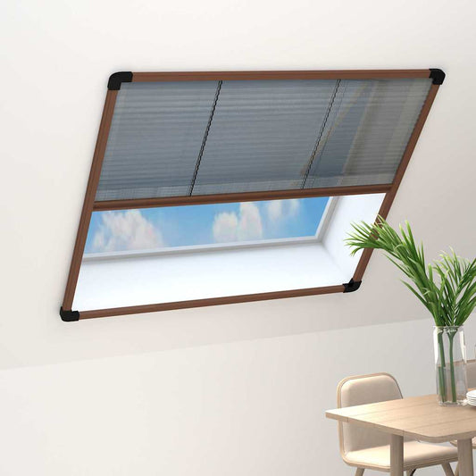 Plisse Insect Screen for Windows Aluminium Brown 120x120 cm