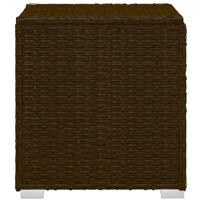 3 Piece Patio Sun Loungers with Tea Table Poly Rattan Brown