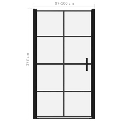 Shower Doors Tempered Glass 39.4"x70.1" Black