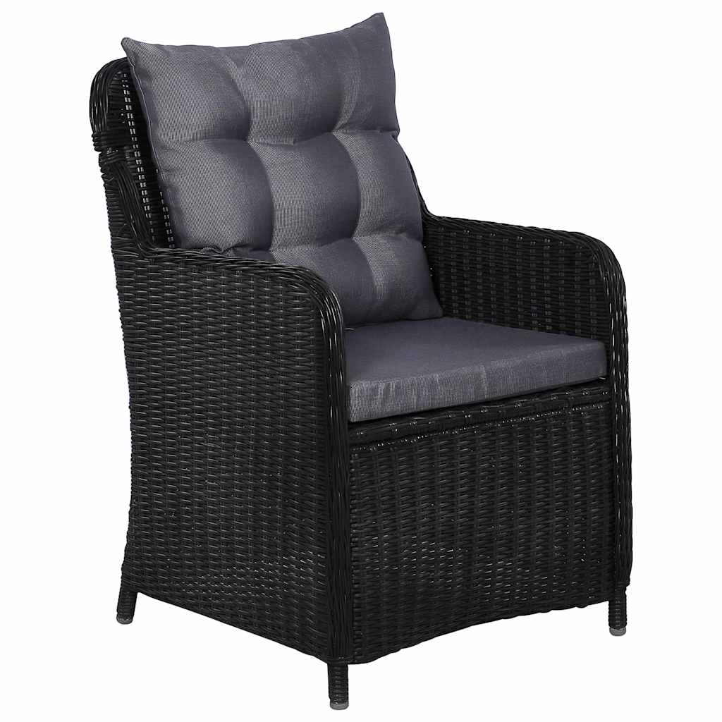 9 Piece Patio Dining Set Poly Rattan Black