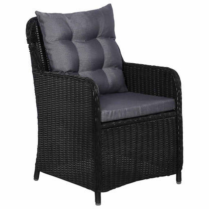 9 Piece Patio Dining Set Poly Rattan Black