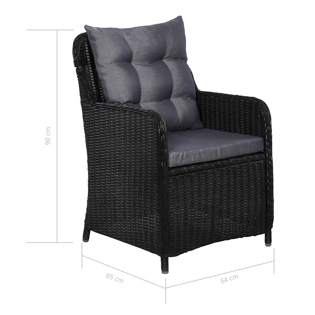 9 Piece Patio Dining Set Poly Rattan Black