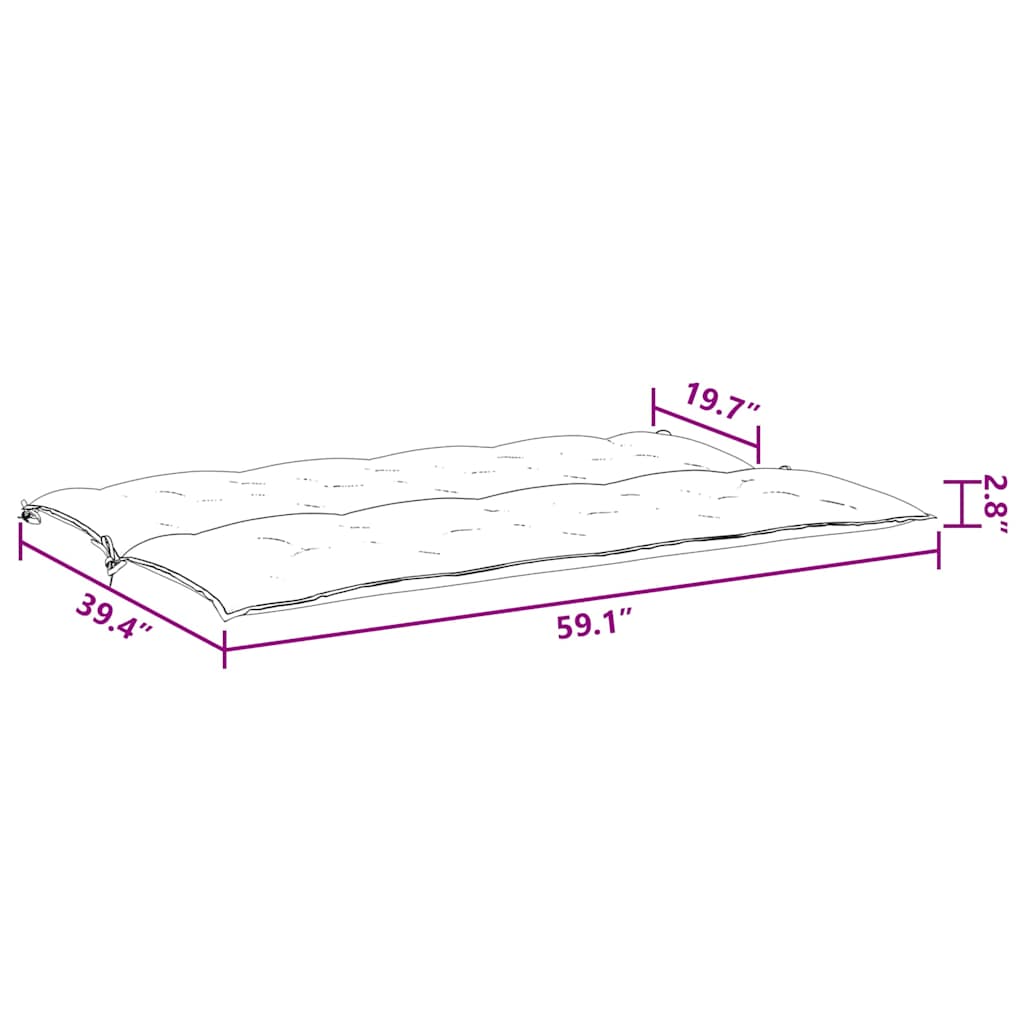 Garden Bench Cushion Black 59.1"x(19.7"+19.7")x2.8" Oxford Fabric