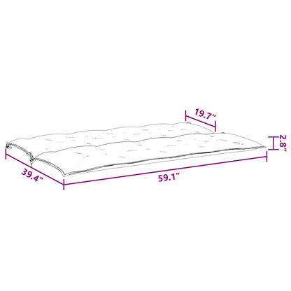 Garden Bench Cushion Black 59.1"x(19.7"+19.7")x2.8" Oxford Fabric