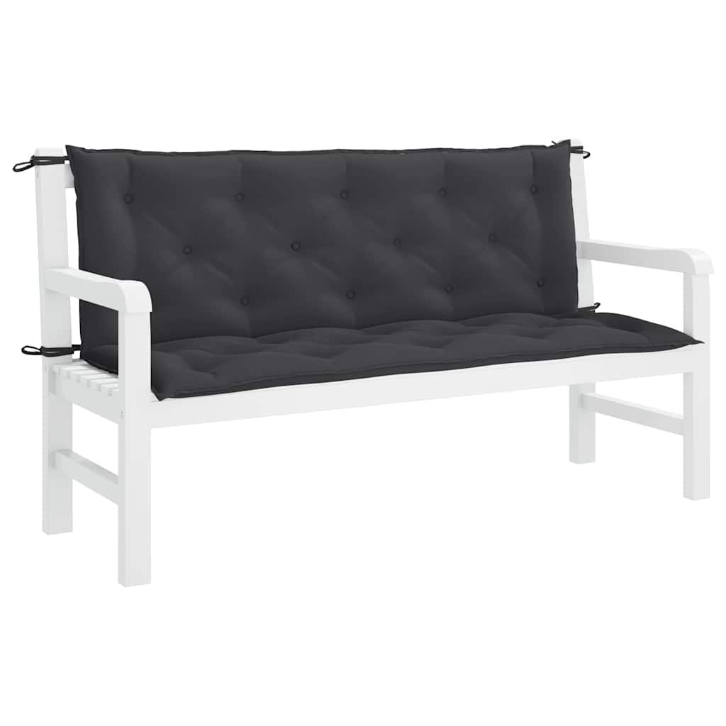 Garden Bench Cushion Black 59.1"x(19.7"+19.7")x2.8" Oxford Fabric
