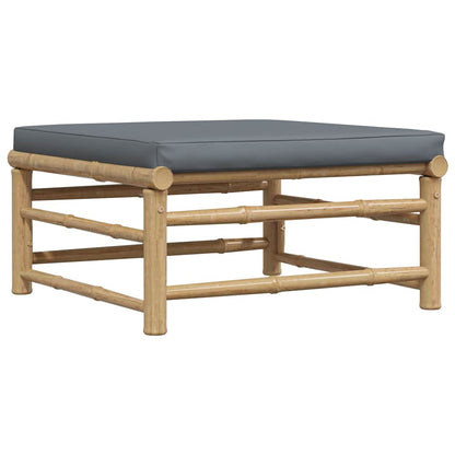 3 Piece Patio Lounge Set with Dark Gray Cushions Bamboo