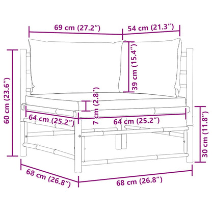 Patio Corner Sofa with Dark Gray Cushions Bamboo