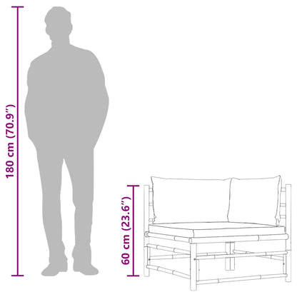 Patio Corner Sofa with Dark Gray Cushions Bamboo