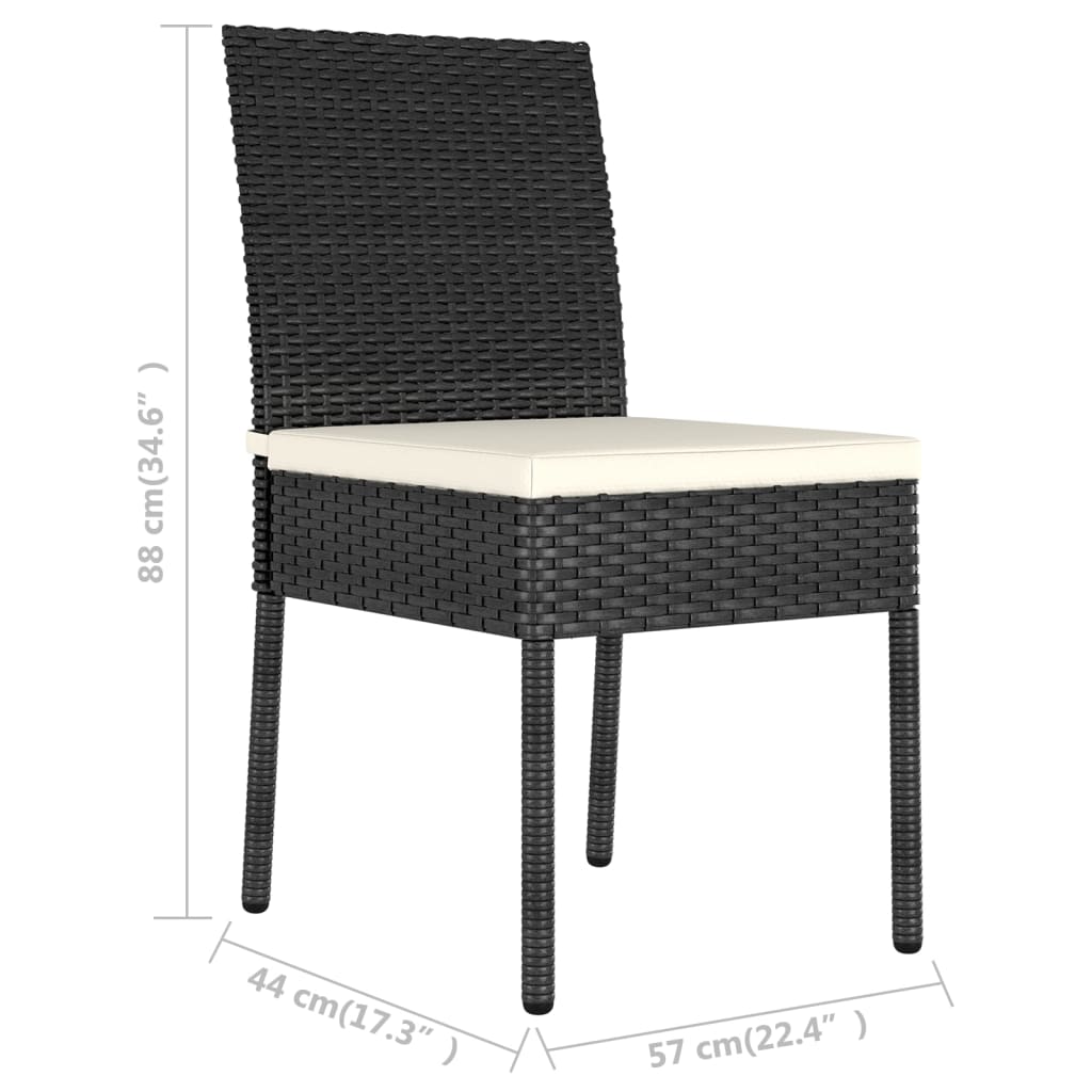 Patio Dining Chairs 2 pcs Poly Rattan Black