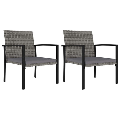 Patio Dining Chairs 2 pcs Poly Rattan Gray
