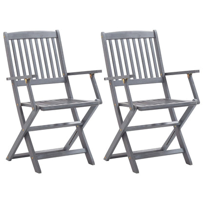 4 Piece Bistro Set Solid Acacia Wood Grey