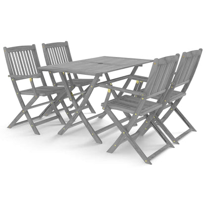 3057868 vidaXL 5 Piece Garden Dining Set Solid Acacia Wood Grey (46331+46334)