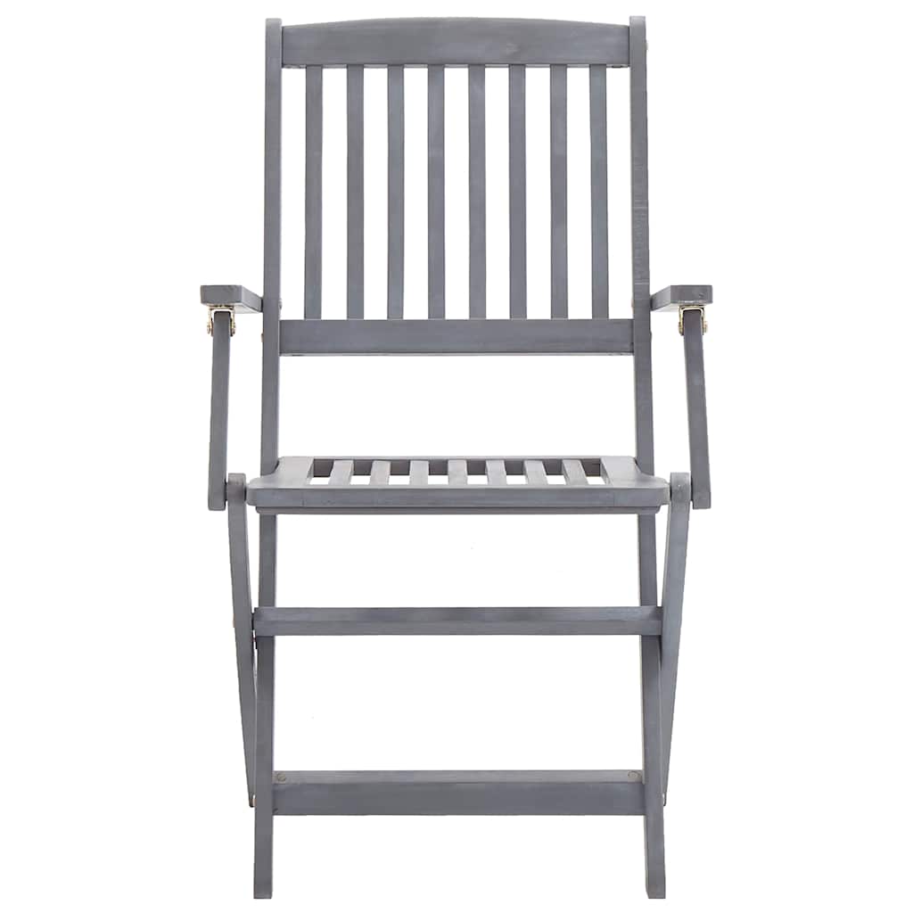 3057868 vidaXL 5 Piece Garden Dining Set Solid Acacia Wood Grey (46331+46334)