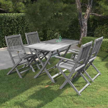 3057868 vidaXL 5 Piece Garden Dining Set Solid Acacia Wood Grey (46331+46334)