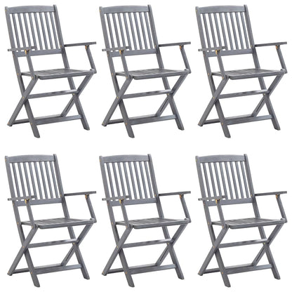 3057869 vidaXL 7 Piece Garden Dining Set Solid Acacia Wood Grey (46331+46333+46334)