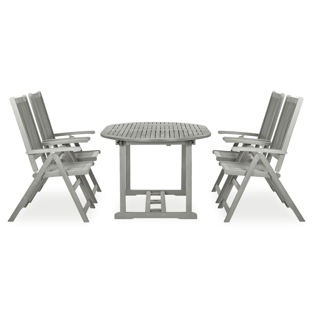 Garden Dining Set | Grey wash | Solid acacia wood | Large | Foldable