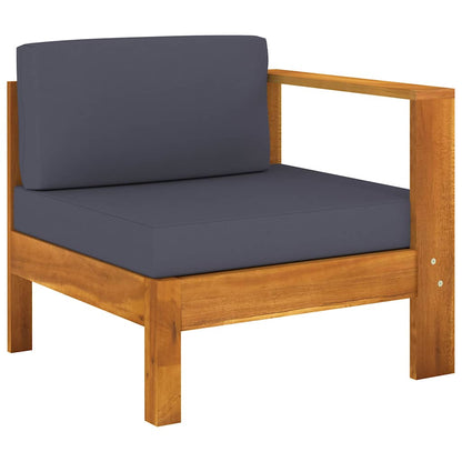 5 Piece Patio Lounge Set with Dark Gray Cushions Acacia Wood