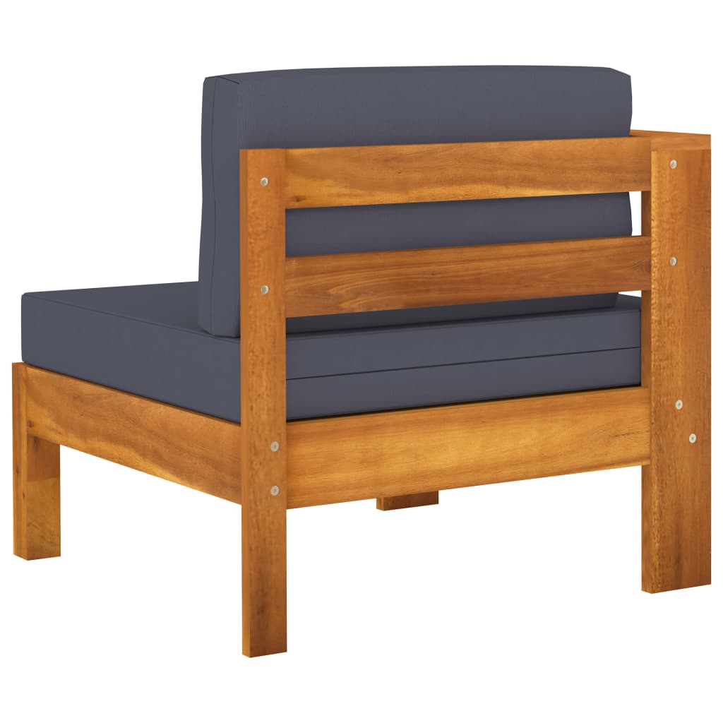 5 Piece Patio Lounge Set with Dark Gray Cushions Acacia Wood