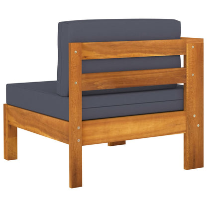 5 Piece Patio Lounge Set with Dark Gray Cushions Acacia Wood