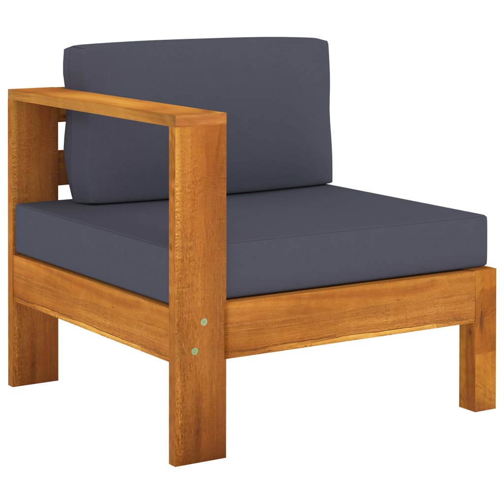 5 Piece Patio Lounge Set with Dark Gray Cushions Acacia Wood