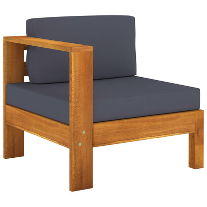 5 Piece Patio Lounge Set with Dark Gray Cushions Acacia Wood
