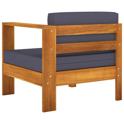 5 Piece Patio Lounge Set with Dark Gray Cushions Acacia Wood