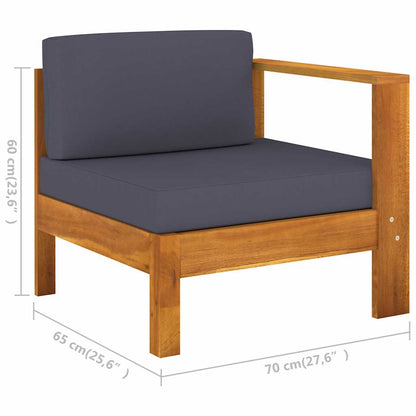 5 Piece Patio Lounge Set with Dark Gray Cushions Acacia Wood