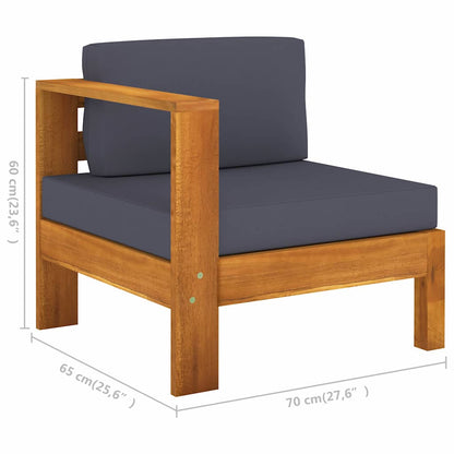 5 Piece Patio Lounge Set with Dark Gray Cushions Acacia Wood