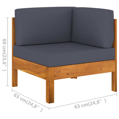 5 Piece Patio Lounge Set with Dark Gray Cushions Acacia Wood