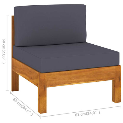5 Piece Patio Lounge Set with Dark Gray Cushions Acacia Wood